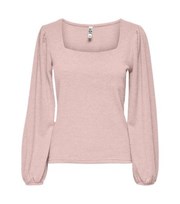 JDY Pink Ribbed Square Neck Top